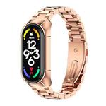 For Xiaomi Mi Band 7 / 7 NFC MIJOBS Stainless Steel Watch Band, Style:TF2 Tri-Bead(Rose Gold)