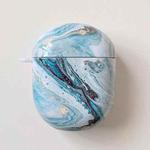 For Xiaomi Redmi Buds 4 Marble Texture PC Glossy Earphone Protective Case(Aqua Blue)
