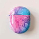 For Xiaomi Redmi Buds 4 Marble Texture PC Glossy Earphone Protective Case(Pink Blue)