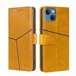 For iPhone 14 Geometric Stitching Leather Phone Case (Yellow)