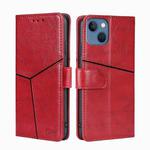 For iPhone 14 Plus Geometric Stitching Leather Phone Case (Red)