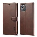 For iPhone 14 Plus LC.IMEEKE Calf Texture Horizontal Flip Leather Case (Brown)
