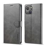 For iPhone 14 Plus LC.IMEEKE Calf Texture Horizontal Flip Leather Case (Grey)
