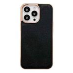 For iPhone 13 Pro Genuine Leather Luolai Series Nano Electroplating Phone Case (Black)