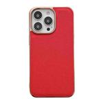 For iPhone 13 Pro Max Genuine Leather Luolai Series Nano Electroplating Phone Case (Red)