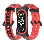 For Xiaomi Mi Band 5 / 6 / 7 MIJOBS Unibody Two-color Silicone Watch Band(Black Red)