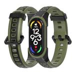 For Xiaomi Mi Band 5 / 6 / 7 MIJOBS Unibody Two-color Silicone Watch Band(Black Army Green)