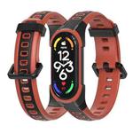 For Xiaomi Mi Band 5 / 6 / 7 MIJOBS Unibody Two-color Silicone Watch Band(Black Orange)