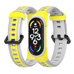 For Xiaomi Mi Band 5 / 6 / 7 MIJOBS Unibody Two-color Silicone Watch Band(Yellow Grey)