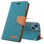 For iPhone 14 Plus GOOSPERY CANVAS DIARY Canvas Texture Flip Leather Phone Case (Green)