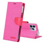 For iPhone 14 Pro GOOSPERY CANVAS DIARY Canvas Texture Flip Leather Phone Case(Rose Red)