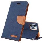 For iPhone 14 Pro Max GOOSPERY CANVAS DIARY Canvas Texture Flip Leather Phone Case (Navy Blue)