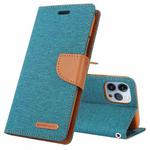 For iPhone 14 Pro Max GOOSPERY CANVAS DIARY Canvas Texture Flip Leather Phone Case (Green)