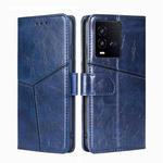For vivo iQOO 10 Geometric Stitching Leather Phone Case(Blue)