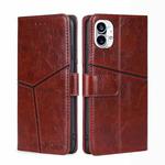 For Nothing Phone 1 Geometric Stitching Leather Phone Case(Dark Brown)