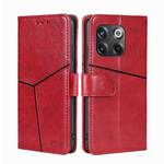 For OnePlus 10T Geometric Stitching Leather Phone Case(Red)