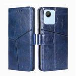 For Realme C30 4G/Narzo 50i Prime Geometric Stitching Leather Phone Case(Blue)