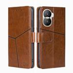 For Honor X40i Geometric Stitching Leather Phone Case(Light Brown)