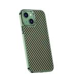 For iPhone 14 Carbon Fiber Kevlar Electroplate Phone Case (Green)