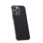 For iPhone 14 Pro Carbon Fiber Kevlar Electroplate Phone Case(Black)