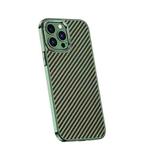 For iPhone 14 Pro Max Carbon Fiber Kevlar Electroplate Phone Case (Green)
