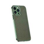 For iPhone 13 Pro Carbon Fiber Kevlar Electroplate Phone Case (Green)
