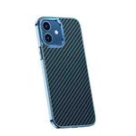 For iPhone 12 Carbon Fiber Kevlar Electroplate Phone Case(Sierra Blue)
