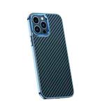 For iPhone 12 Pro Carbon Fiber Kevlar Electroplate Phone Case(Sierra Blue)