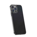 For iPhone 12 Pro Max Carbon Fiber Kevlar Electroplate Phone Case(Black)