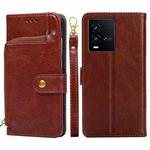 For vivo iQOO 10 Zipper Bag Leather Phone Case(Brown)