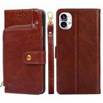 For Nothing Phone 1 Zipper Bag Leather Phone Case(Brown)