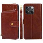 For OnePlus 10T Zipper Bag Leather Phone Case(Brown)