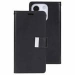 For iPhone 14 Plus GOOSPERY RICH DIARY Crazy Horse Texture Leather Case (Black)