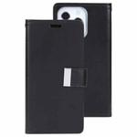 For iPhone 14 Pro GOOSPERY RICH DIARY Crazy Horse Texture Leather Case(Black)