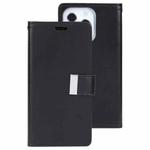 For iPhone 14 Pro Max GOOSPERY RICH DIARY Crazy Horse Texture Leather Case (Black)