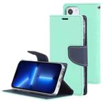 For iPhone 14 GOOSPERY FANCY DIARY Cross Texture Leather Case (Mint Green)