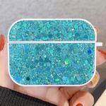 For AirPods Pro Glitter Sequins Wireless Earphone Protective Case(Lake Blue)