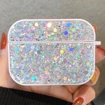 For AirPods Pro Glitter Sequins Wireless Earphone Protective Case(White)