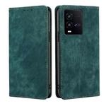 For vivo iQOO 10 RFID Anti-theft Brush Magnetic Leather Phone Case(Green)