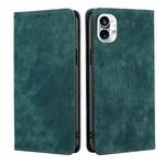 For Nothing Phone 1 RFID Anti-theft Brush Magnetic Leather Phone Case(Green)