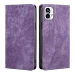 For Nothing Phone 1 RFID Anti-theft Brush Magnetic Leather Phone Case(Purple)