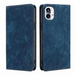 For Nothing Phone 1 RFID Anti-theft Brush Magnetic Leather Phone Case(Blue)