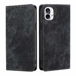 For Nothing Phone 1 RFID Anti-theft Brush Magnetic Leather Phone Case(Black)