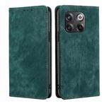 For OnePlus 10T RFID Anti-theft Brush Magnetic Leather Phone Case(Green)