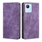 For Realme C30 4G/Narzo 50i Prime RFID Anti-theft Brush Magnetic Leather Phone Case(Purple)