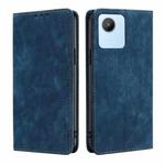 For Realme C30 4G/Narzo 50i Prime RFID Anti-theft Brush Magnetic Leather Phone Case(Blue)