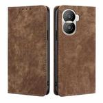 For Honor X40i RFID Anti-theft Brush Magnetic Leather Phone Case(Brown)