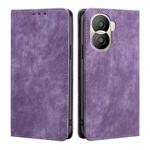For Honor X40i RFID Anti-theft Brush Magnetic Leather Phone Case(Purple)
