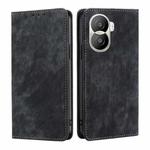 For Honor X40i RFID Anti-theft Brush Magnetic Leather Phone Case(Black)