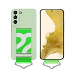For Samsung Galaxy S22+ 5G Slim Wrist Strap Bracket PC Phone Case(Light Green+Green Strap)